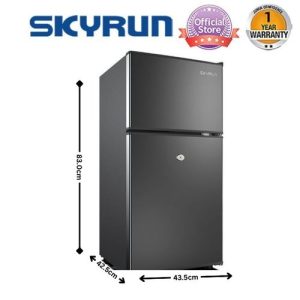 skyrun 70 litres double door top mount fridge (bcd 85hc) starry night black.