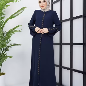 women's elegant rhinestone adorned arabic maxi dress solid green long formal islamic abaya with full length zipper closure,